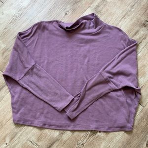 Purple Ribbed Mock Neck